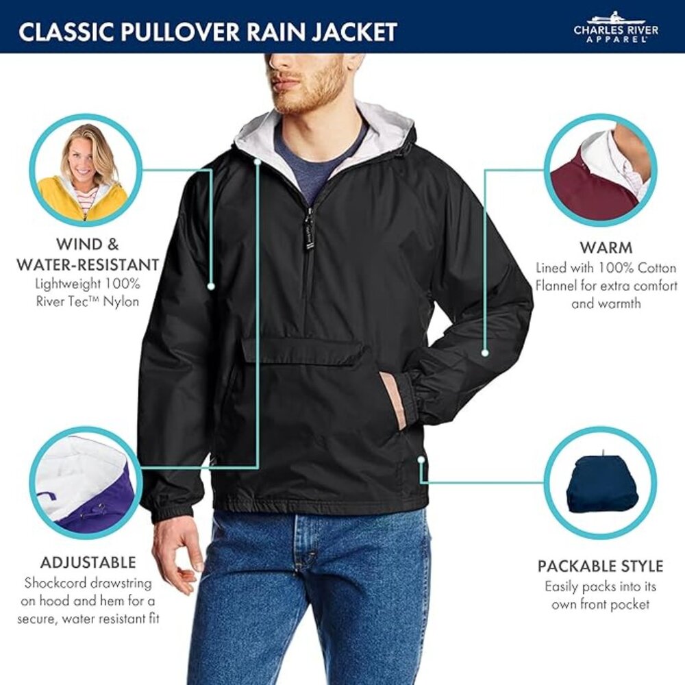CHARLES RIVER-Jacket-SMALL-MEN/WOMEN- Wind/Rain-BLUE-Hooded--NWT- Unisex - Picture 2 of 16